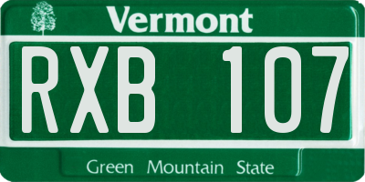 VT license plate RXB107