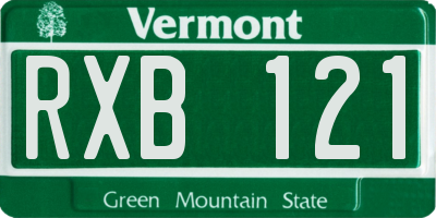 VT license plate RXB121