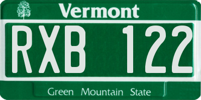 VT license plate RXB122