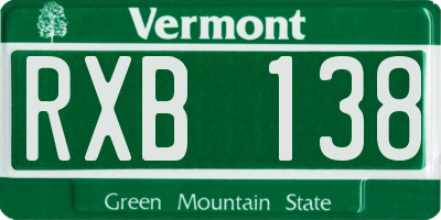 VT license plate RXB138