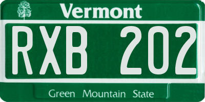 VT license plate RXB202