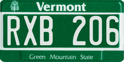 VT license plate RXB206