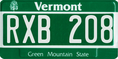 VT license plate RXB208