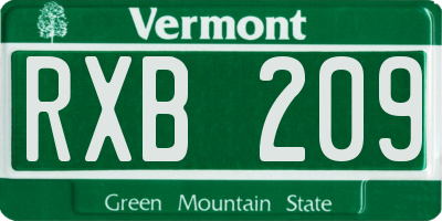 VT license plate RXB209