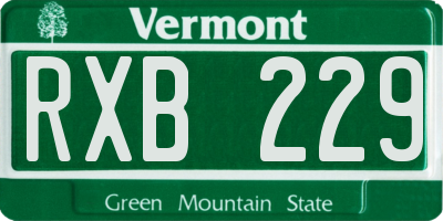 VT license plate RXB229