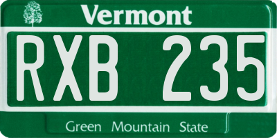 VT license plate RXB235