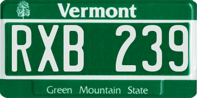 VT license plate RXB239