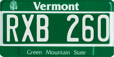 VT license plate RXB260