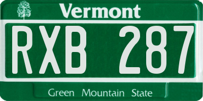 VT license plate RXB287