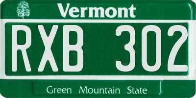 VT license plate RXB302