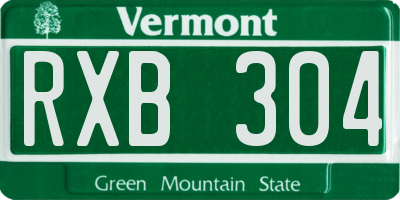 VT license plate RXB304