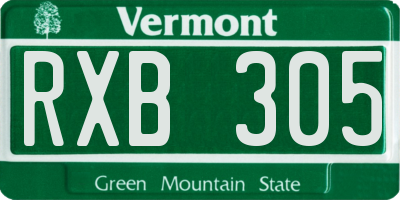 VT license plate RXB305