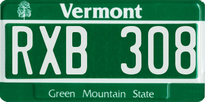 VT license plate RXB308