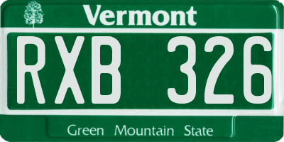 VT license plate RXB326