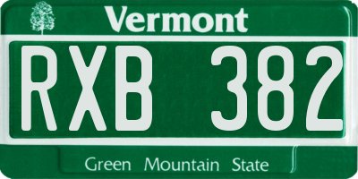 VT license plate RXB382
