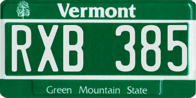 VT license plate RXB385
