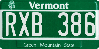 VT license plate RXB386