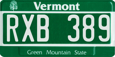 VT license plate RXB389