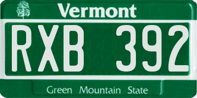 VT license plate RXB392