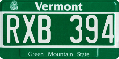 VT license plate RXB394