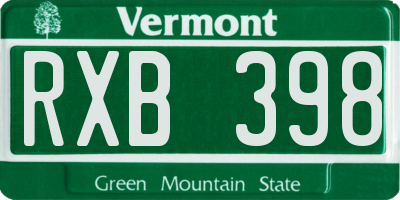 VT license plate RXB398