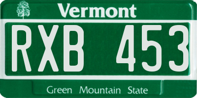 VT license plate RXB453