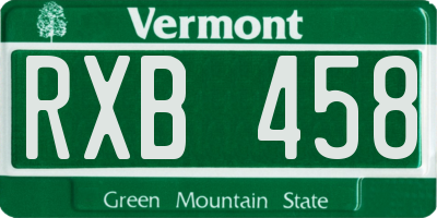 VT license plate RXB458
