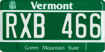VT license plate RXB466
