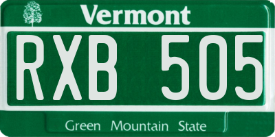VT license plate RXB505