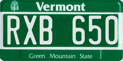 VT license plate RXB650
