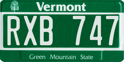 VT license plate RXB747