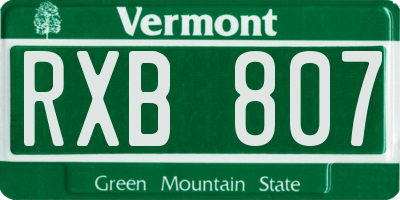 VT license plate RXB807