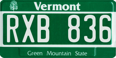 VT license plate RXB836