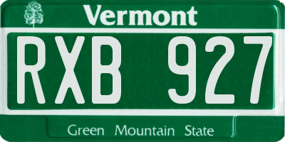 VT license plate RXB927