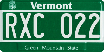 VT license plate RXC022