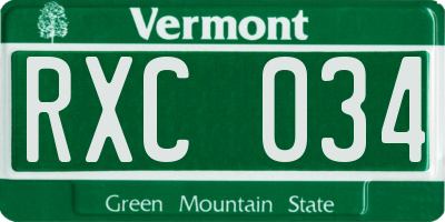 VT license plate RXC034