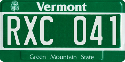 VT license plate RXC041
