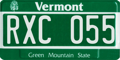 VT license plate RXC055