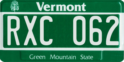 VT license plate RXC062