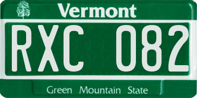 VT license plate RXC082