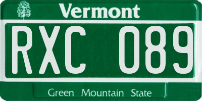 VT license plate RXC089