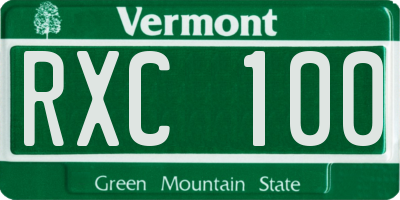 VT license plate RXC100