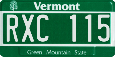 VT license plate RXC115