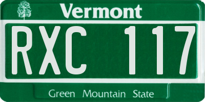 VT license plate RXC117