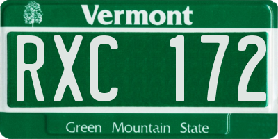 VT license plate RXC172