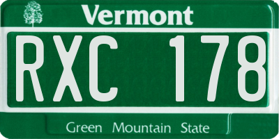 VT license plate RXC178