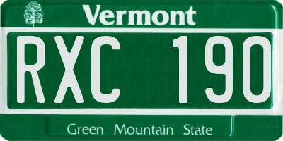 VT license plate RXC190