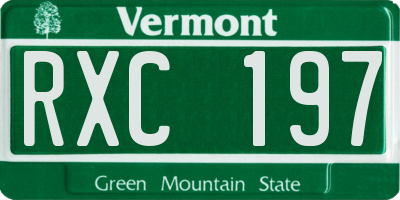 VT license plate RXC197
