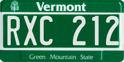 VT license plate RXC212