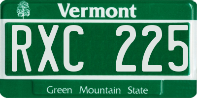 VT license plate RXC225